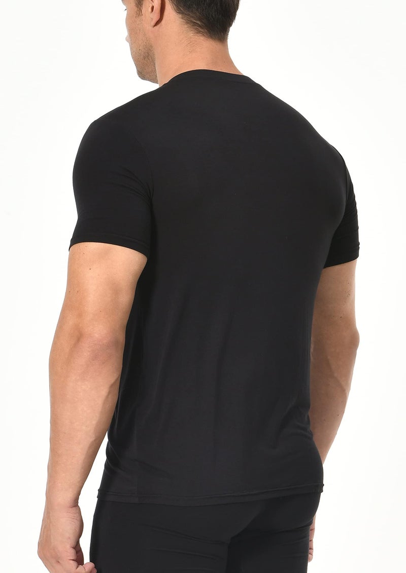 Comfneat Men's Undershirts Viscose V-Neck Cool Feeling T-Shirt 3-Pack (Black 3-Pack, XL) - Image 4